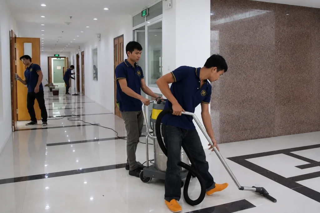 Nhân viên vệ sinh hút bụi tại Cần Thơ